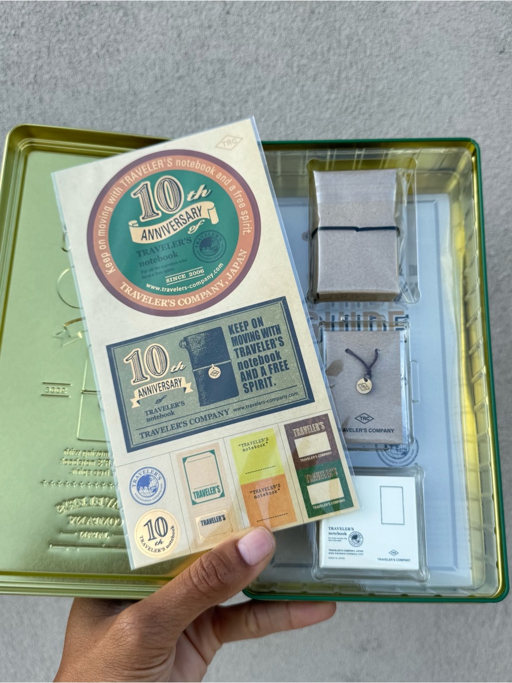 Traveler's Company 10th Anniversary Mini Notebook Tin - Green - Picture 6 of 7